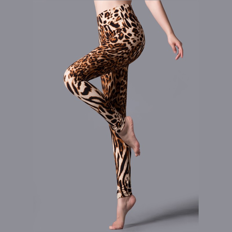 Spring and Autumn large elastic high waist leopard print outerwear leggings sports yoga slim slimming skinny pants fashion wide waist