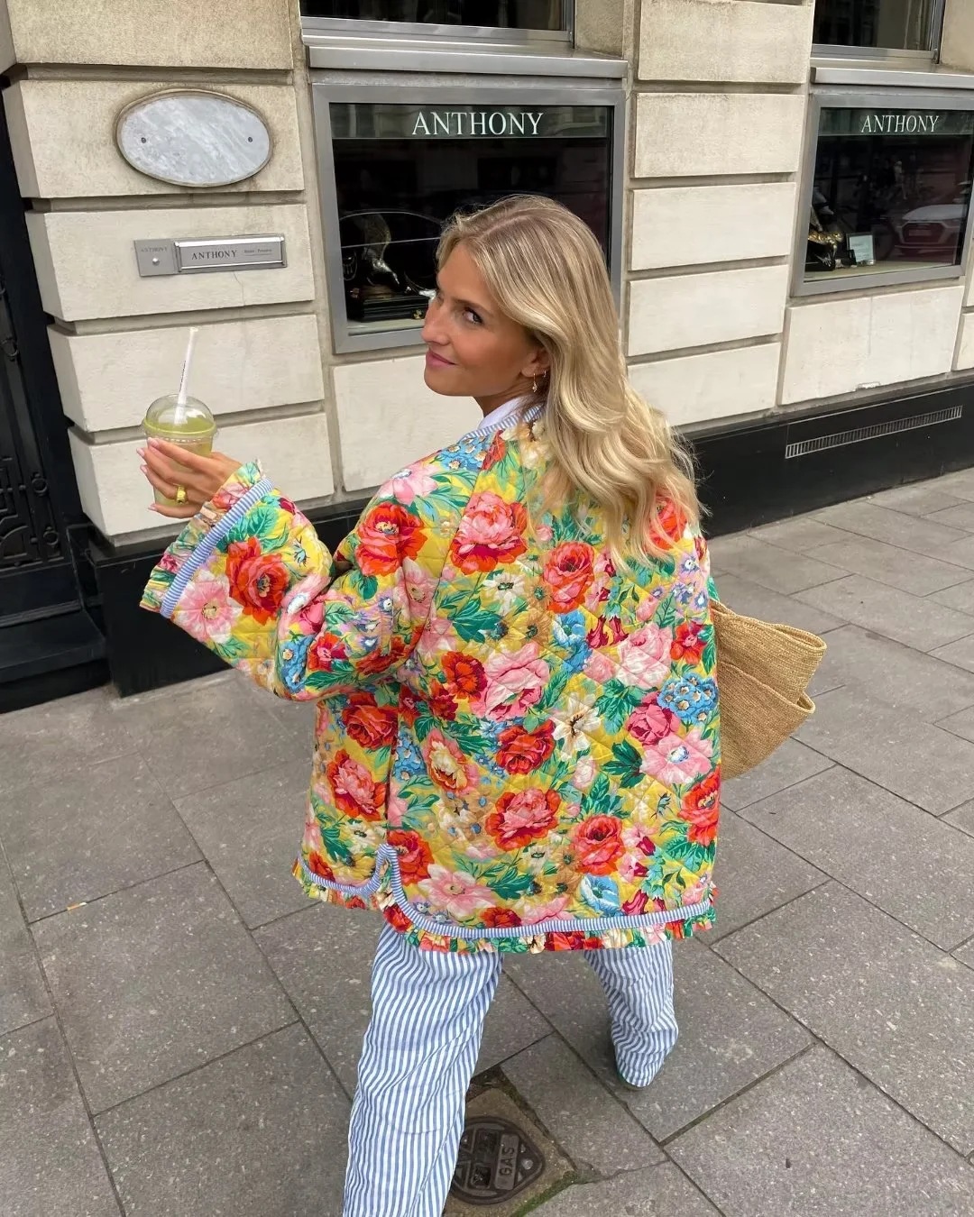 AliExpress women's clothing wholesale 2023 autumn flower print loose quilted cotton coat coat women's top MG37