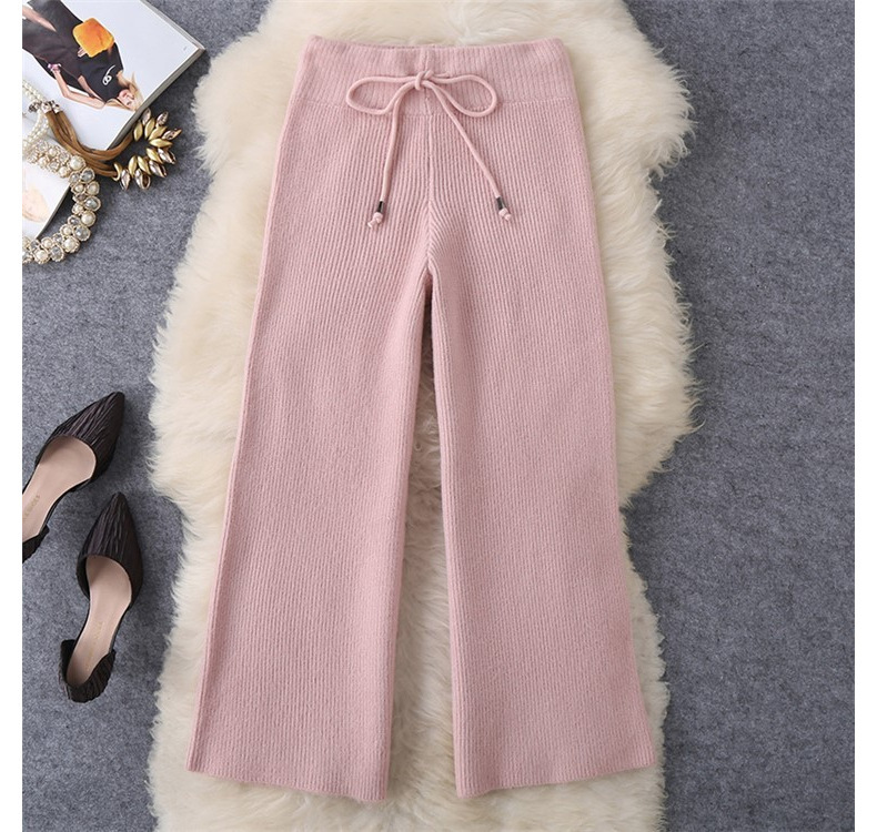 2023 Autumn New Korean style style socialite fashion Western style knitted wool wide-leg pants two-piece set suit_voghion.com