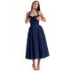 2025 New Summer Slim Sling Long Dress European and American Style Fashion Printed Neck Lace dress