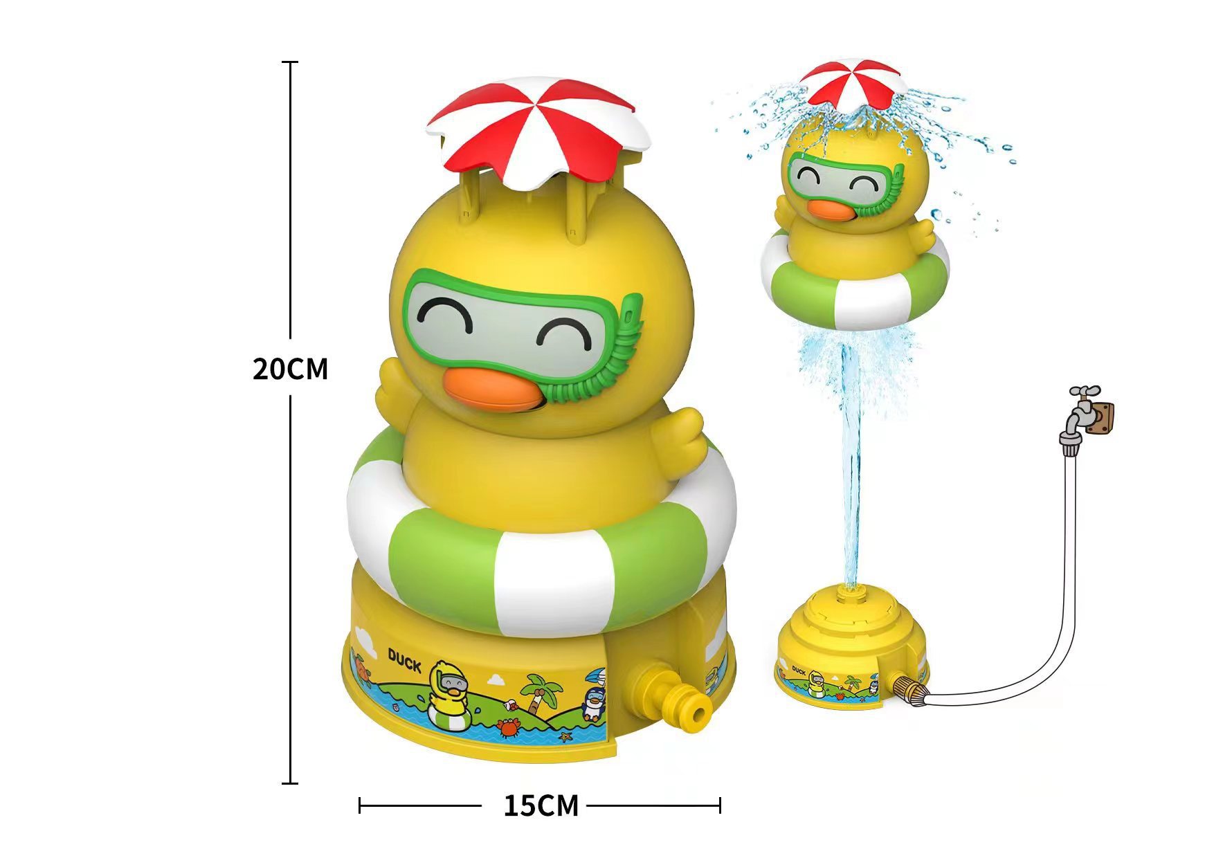 网红卡通动物喷水火箭飞天戏水小鸭子户外儿童旋转可冲天戏水玩具