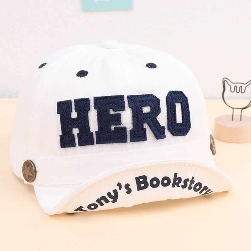 New Spring and Autumn Korean style baby hat embroidered HERO baby sun hat brim children peaked cap baseball cap