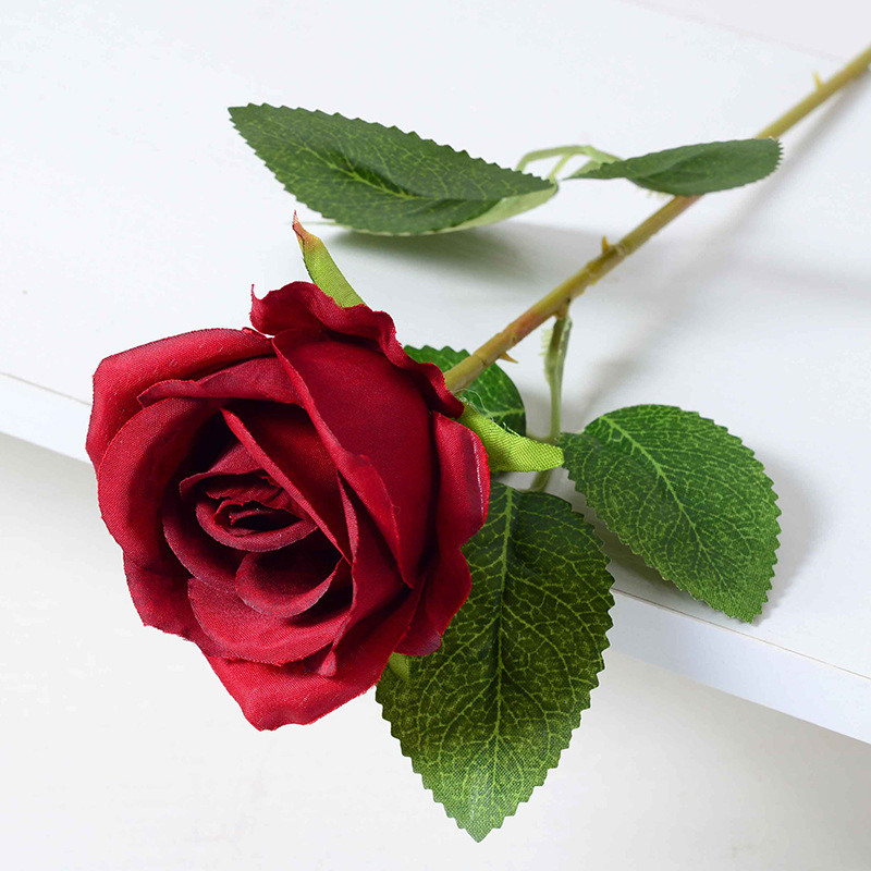 Wholesale artificial rose flower silk flower home living room decoration decoration artificial single red rose fake bouquet