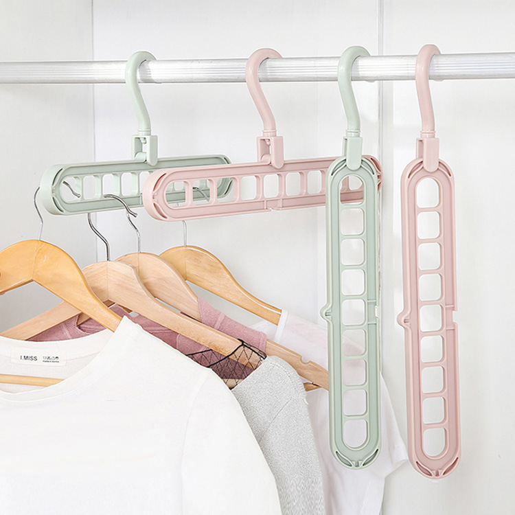 [Horizontal and Vertical Dual Use] Multi-functional Nine-hole Hanger Household Storage Artifact Student Dormitory Clothes Folding Hook Rack