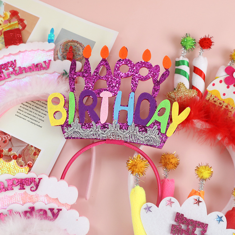 Baking Cake Decoration Internet Red Felt Hat White Hair Cloud Crown Hair Hoop Birthday Party Powder Cake Smiley Felt Hat