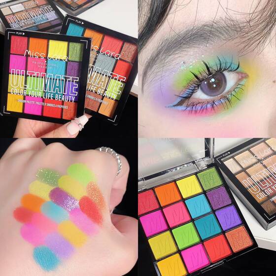 misslara16 color eyeshadow plate pearlescent eyeshadow waterproof matte new stage makeup sequins glitter cheap student