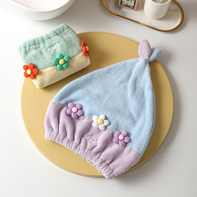Dry hair cap new coral fleece shower cap hair band women's cute flower tube top shower skirt dry hair towel wholesale