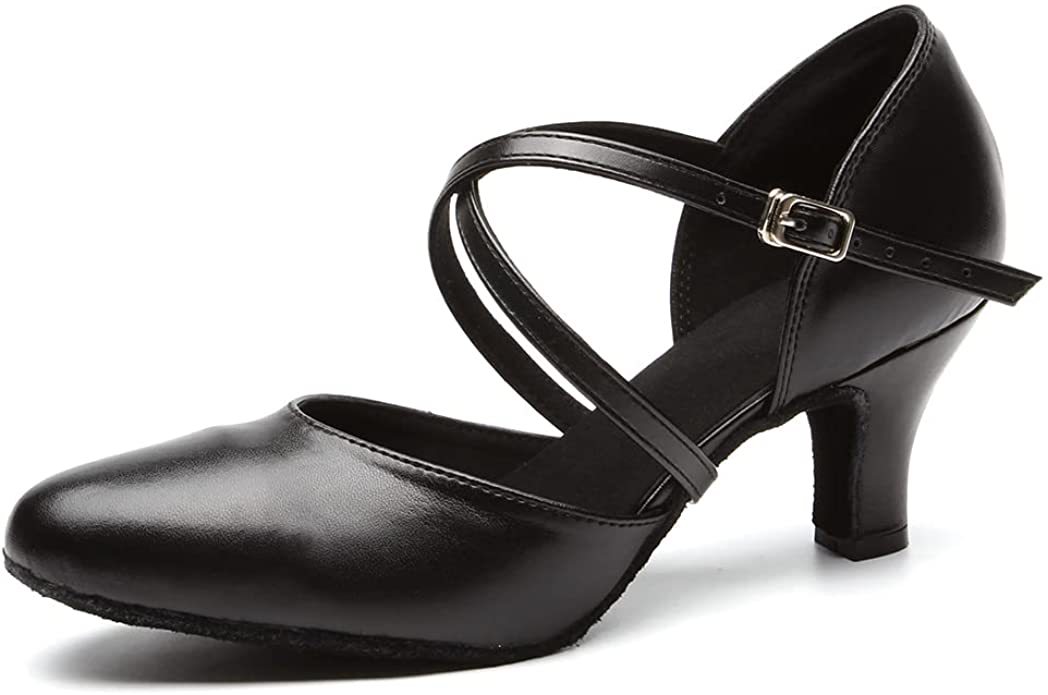 Latin Dance Shoes Women's Adult Middle Heel Dance Shoes High Heel Leather Square Dance Shoes Summer Modern Soft Sole Dance Shoes