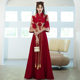 plus size Toast Dress Bride Summer Wedding Engagement Dress Chinese Xiuhe Dress wine red Long Toast Dress 2002