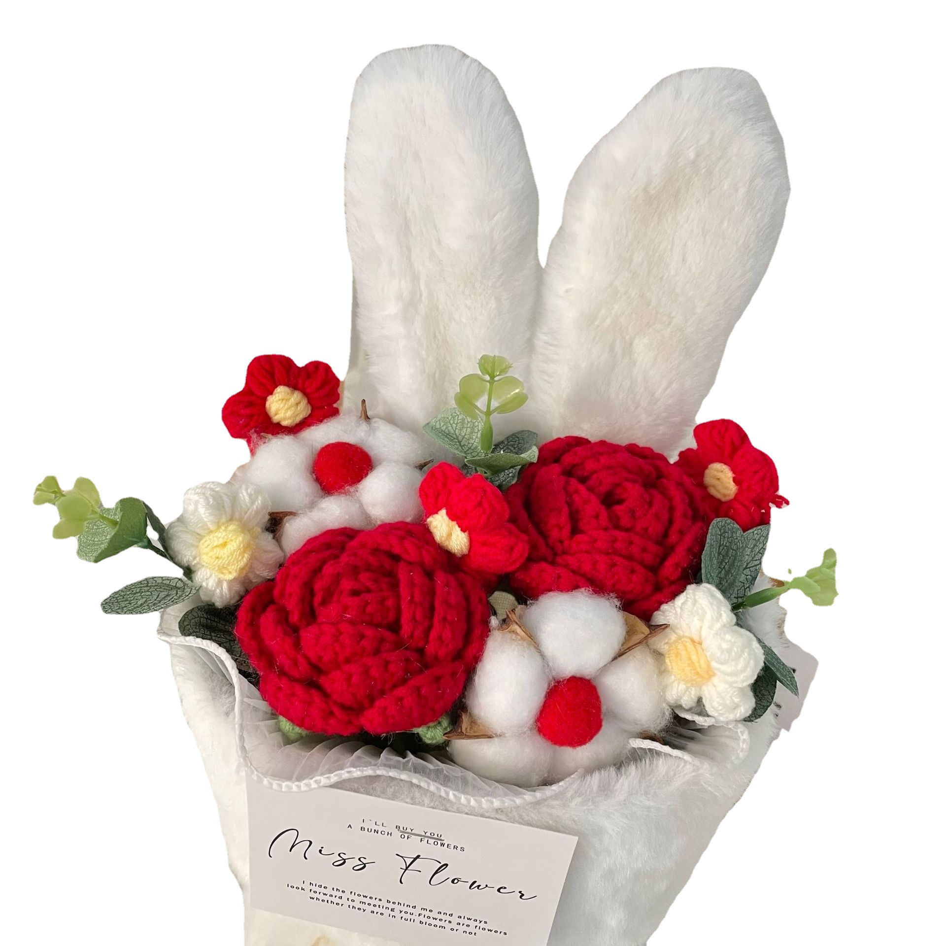 Rabbit ears bouquet Net red knitted flower doll June 1 Children's Day gift bouquet to send his girlfriend a generation
