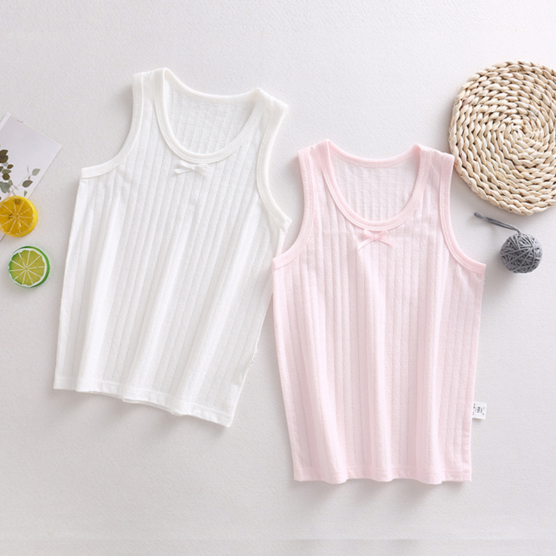 Summer solid color children's vest boys and girls baby 100 cotton thin pajamas boneless base breathable generation wholesale