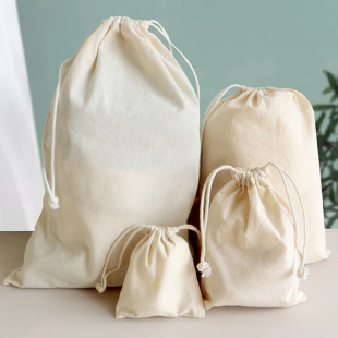 Drawstring bag manufacturer in stock drawstring cotton bag portable canvas bag drawstring linen bag 30 * 40cm