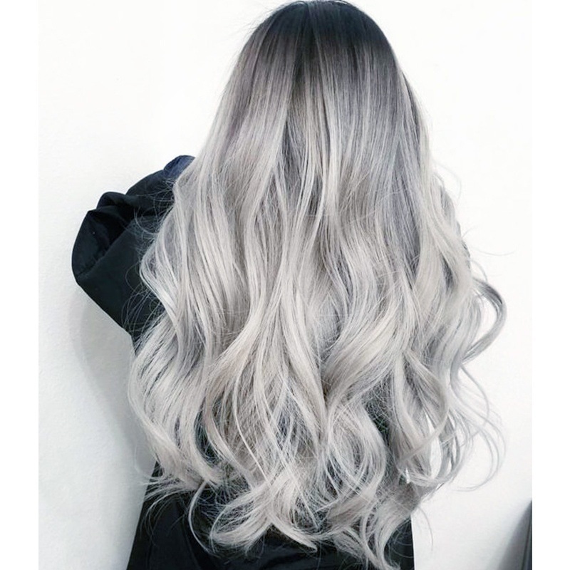 Foreign trade wig women's gradient gray long curly hair wigs European and American fashion long hair large wave headgear stock is sufficient