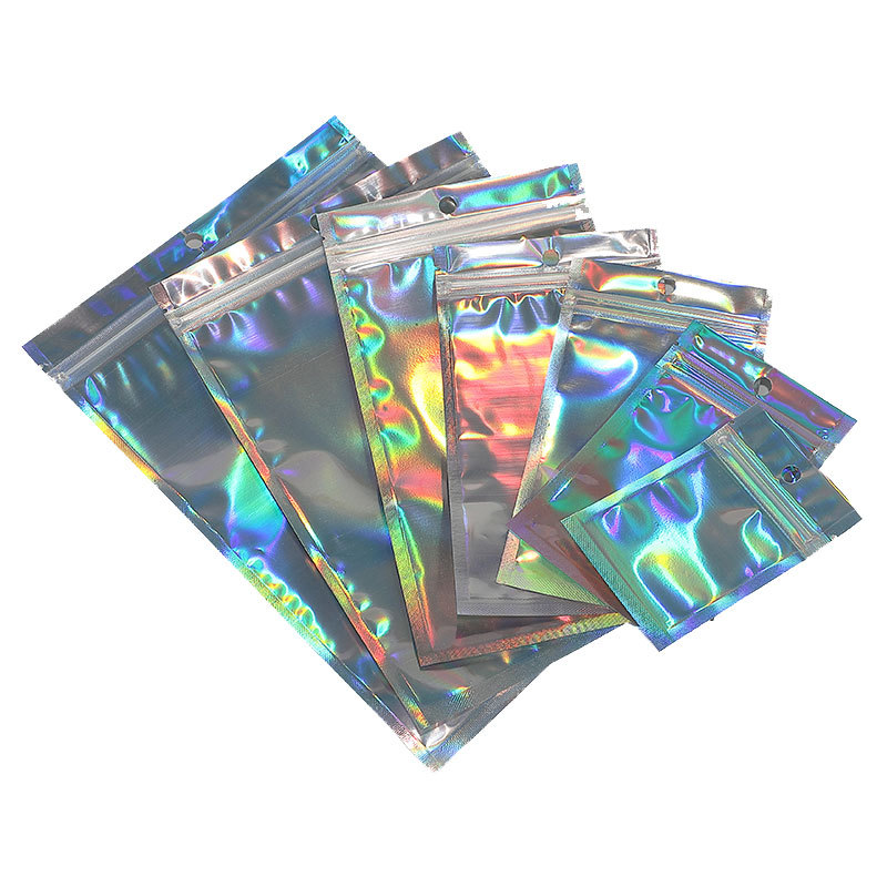Laser packaging bag self-sealing bag magic color aluminum foil yin and yang bag plastic bag beauty jewelry sealed packaging bag wholesale