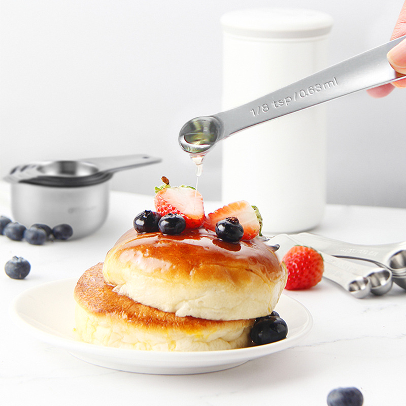 Measuring cup measuring spoon suit 304 stainless steel cross-border baking tool with scale food grade for Amazon