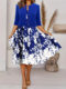 2023 European and American Amazon autumn new women's long dress two-piece set flowers and plants printed round neck dress coat for women