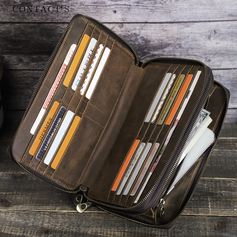 Black Angel RFID Crazy Horse cowhide European and American fashion Men's clutch large capacity cross-border supply men's storage bag