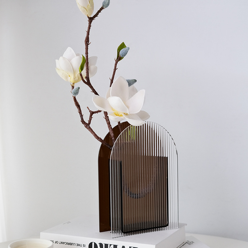 Nordic Simple Acrylic Colorblock Vase Living Room Desktop Vase Ornaments ins Wind Net Red Vase Home Accessories