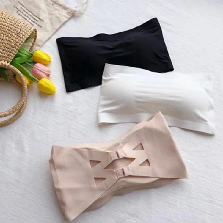 Summer Cross-border One-line Inner Wash Base Tube-shaped Ice Silk Buckle Beautiful Back Underwear Chest Pad Strapless Invisible Chest Wrap