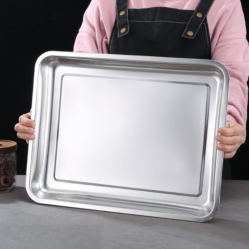 Stainless steel square plate rectangular tray barbecue plate dish grilled fish plate canteen steamed rice plate dumpling plate donkey-hide gelatin plate