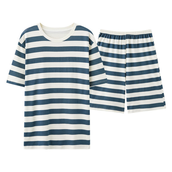 [Broken Code Welfare] Rack Cotton Couples Pure Cotton Pajamas Cotton Mo Women Men's Short Sleeve Spring and Summer Wear at Home