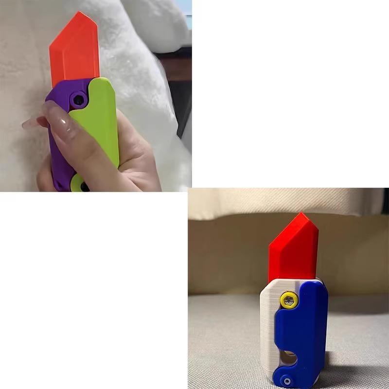 3D重力蘿蔔刀網紅解壓直跳刀玩具塑料甩刀Q版超萌小刀edc玩牌