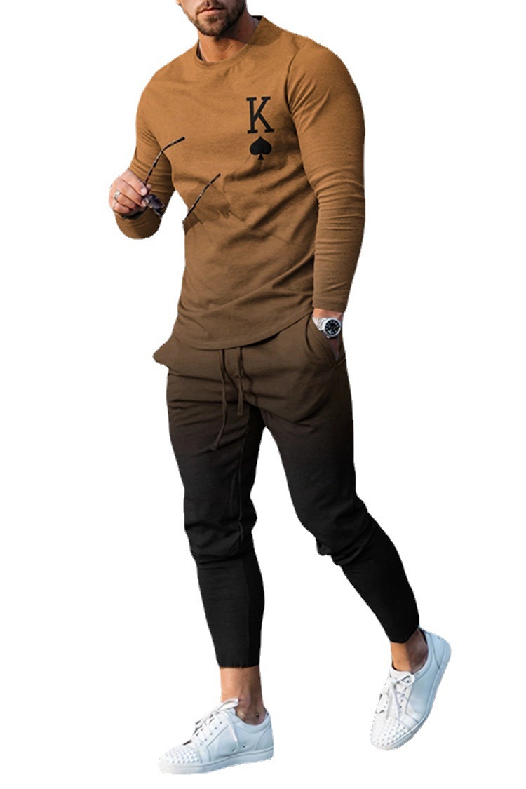 2023 European and American cross-border European and American new independent station supply AliExpress trend long sleeve leisure sports men suit