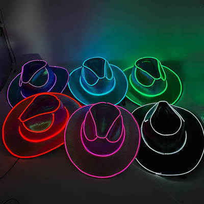 Christmas colorful sequined Western cowboy hat pearlescent hat Halloween Carnival LED wireless luminous cowboy hat