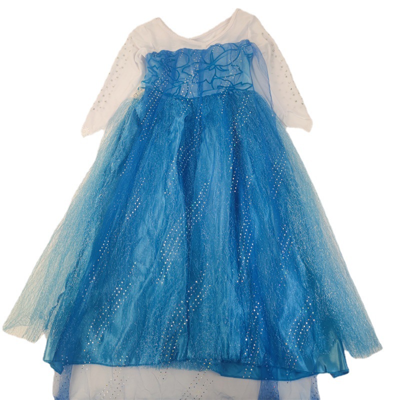 Blue long sleeve veil frozen skirt role play stage performance dress girl Aisha princess dress