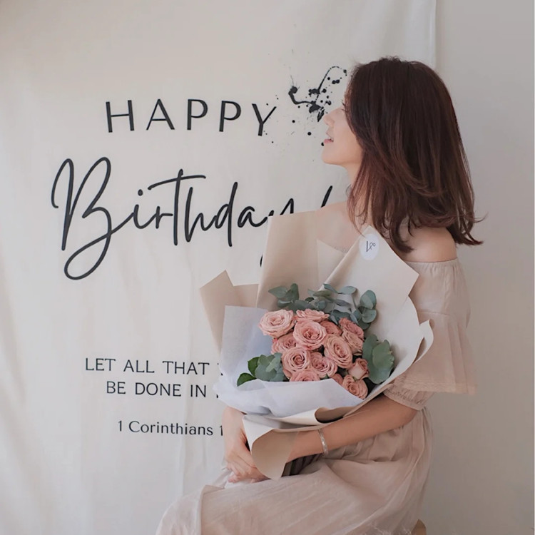 ins Korean style simple Mori baby birthday party photo background set decoration tapestry