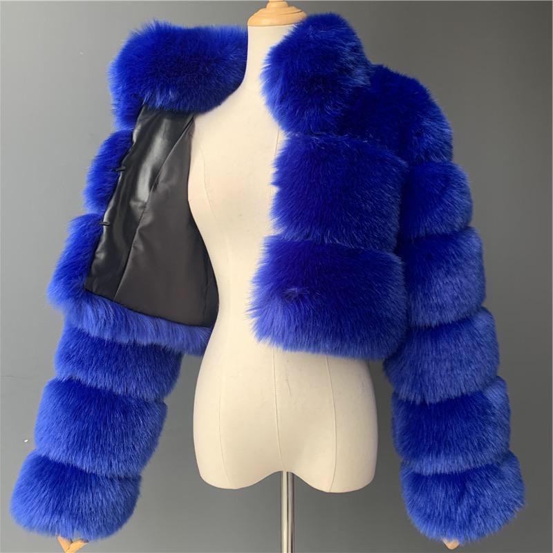 Haining imitation fur coat women's autumn and winter new ultra short collar long sleeve stitching coat manufacturers wholesale