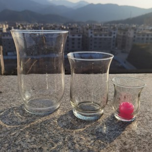 Candle Cup Ornaments Transparent Glass Candle Holder Windproof Wind Lamp European-style Simple Banquet Bar Wedding Decoration