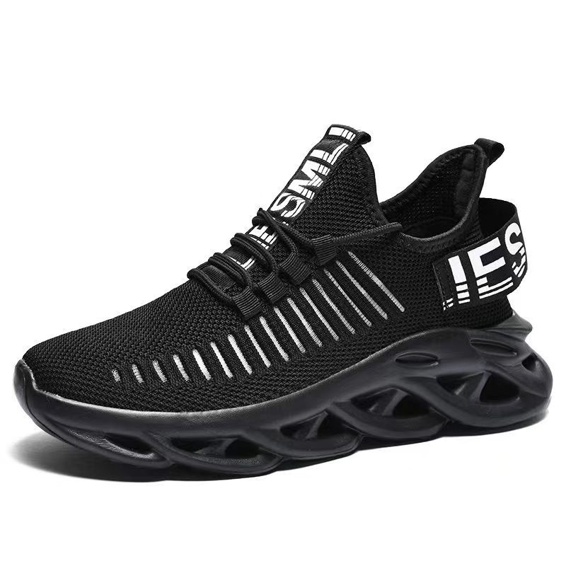 Men's Knife Peak men's shoes spring and autumn mesh flying woven vamp running hollow Korean style plus size sneaker casual shoes