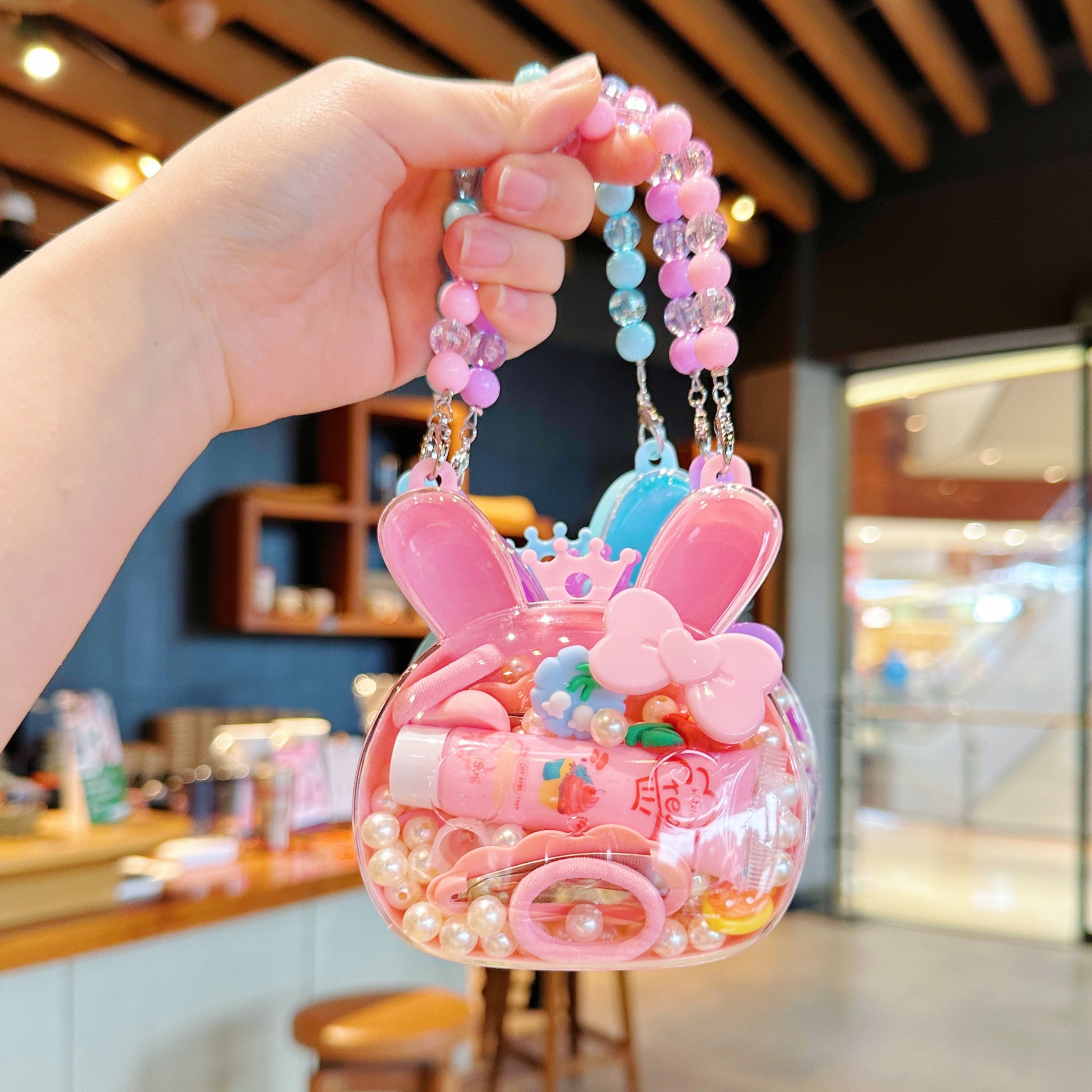 Children's Jewelry Cream Gel DIY Hairpin Beaded Bracelet Birthday Cartoon suit Gift Box Girls' Hair Accessories Toy Bag