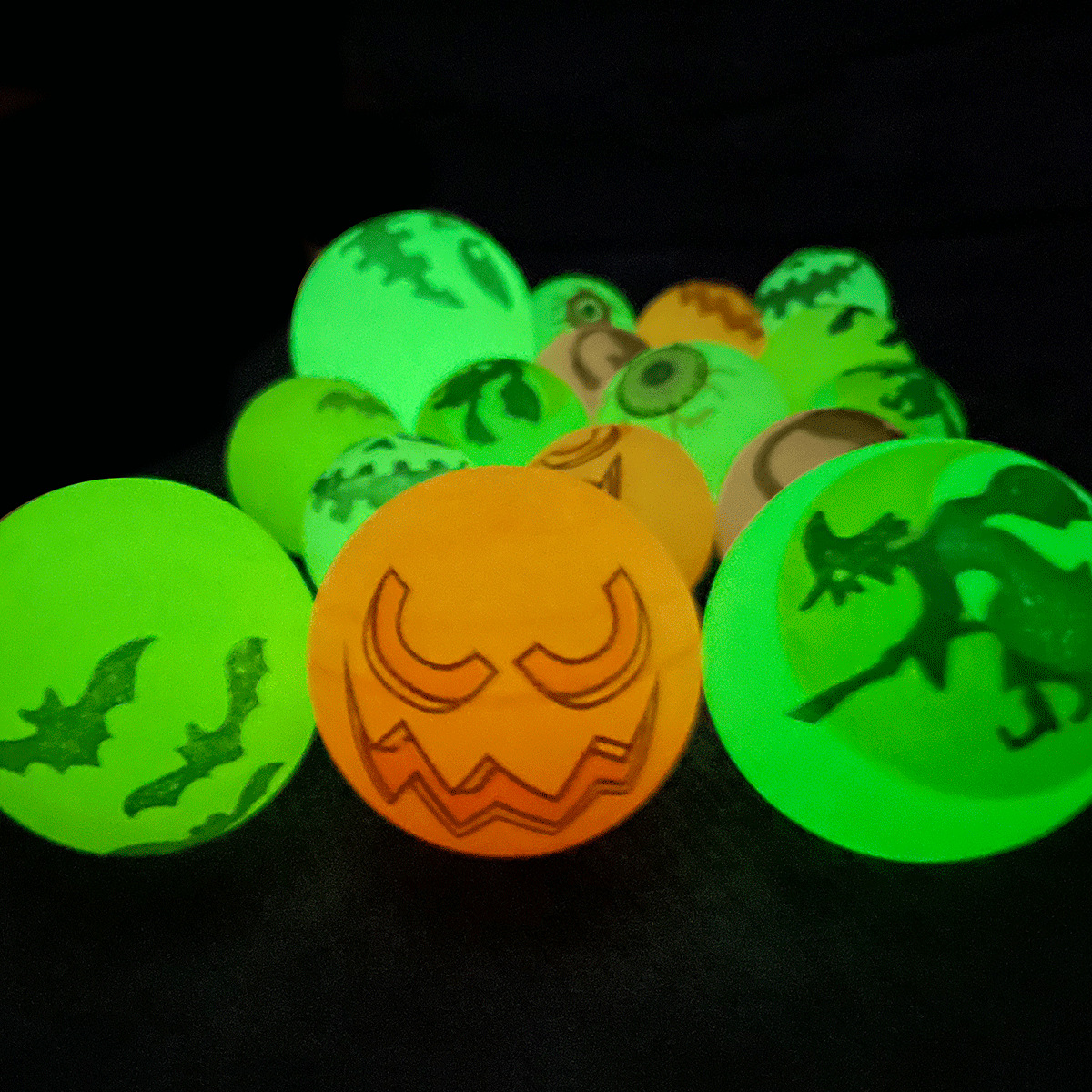 halloween luminous elastic ball halloween toy bouncing ball solid cross-border jumping ball