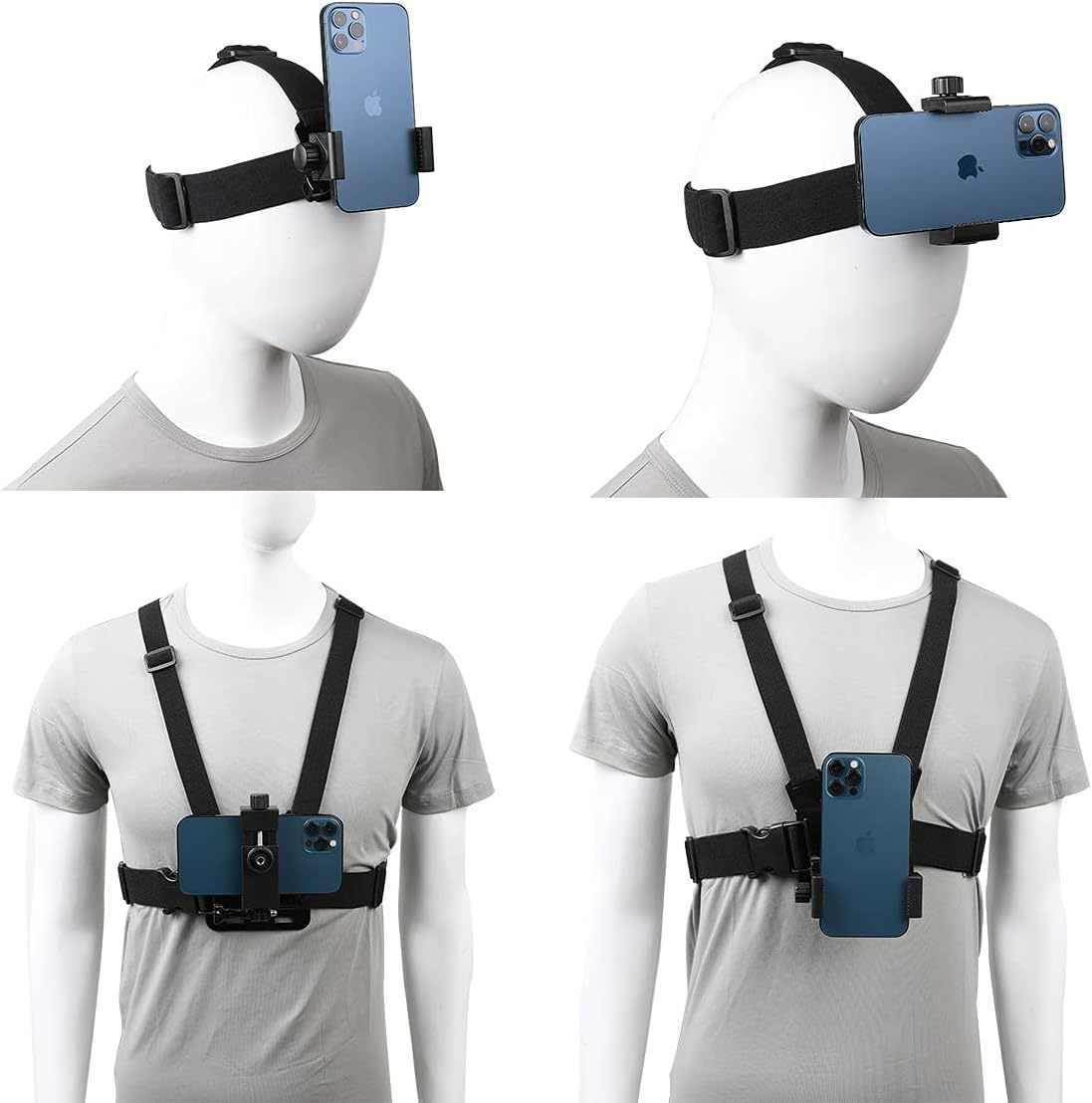 First Person Shooting Set GoPro DJI Mountain Dog Accessories Fixed Mobile Phone Clip J-Clip Chest Strap Headband