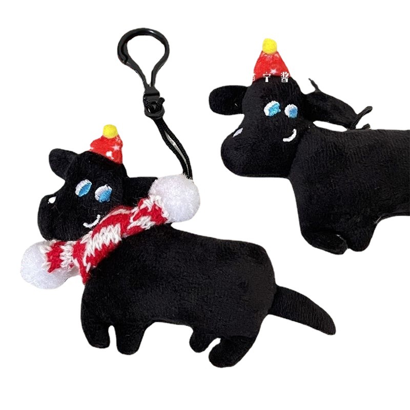 Christmas black dog pendant cute creative ugly cute plush doll student girl heart bag pendant gift creative pendant
