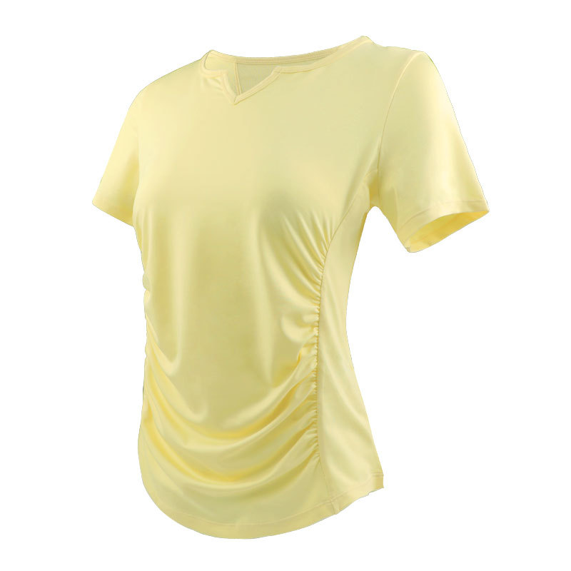Women's Summer Running Sports Top V-neck Quick-drying Fitness Training Pilates Slim-fit Slimming Yoga Short-sleeved T-shirt