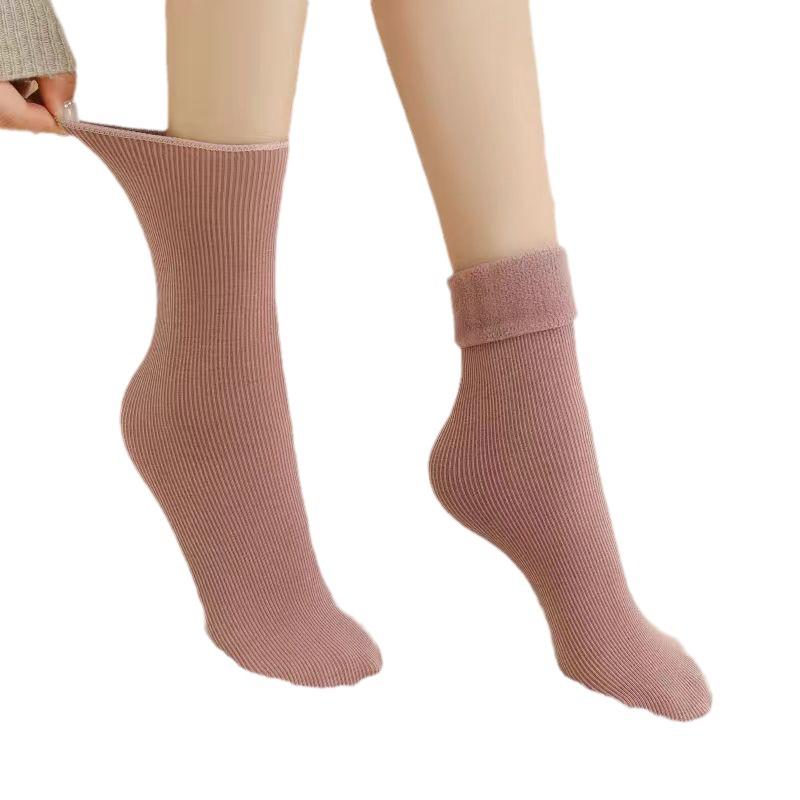 Snow socks women's autumn and winter velvet padded warm mid-tube floor socks trendy autumn and winter terry home Zhuji socks