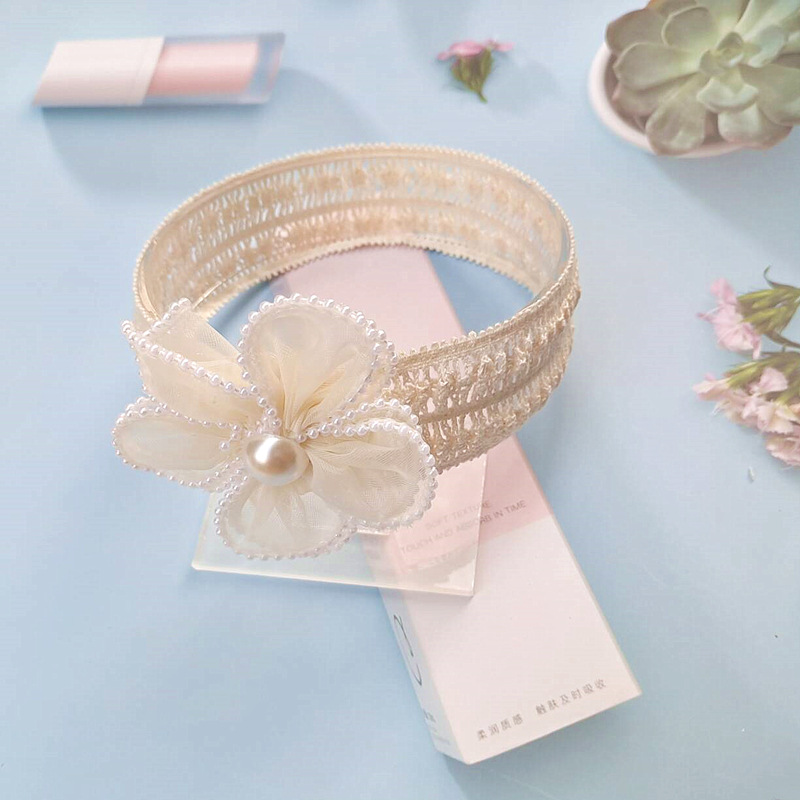 Korean style children's hair band hair accessories baby headband lace bow girl's headband Princess Pearl Flower Hundred Days photo