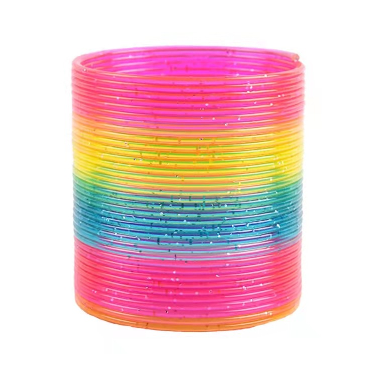 Factory wholesale creative plastic elastic spring colorful red circle net pack magic large rainbow circle educational toy stall