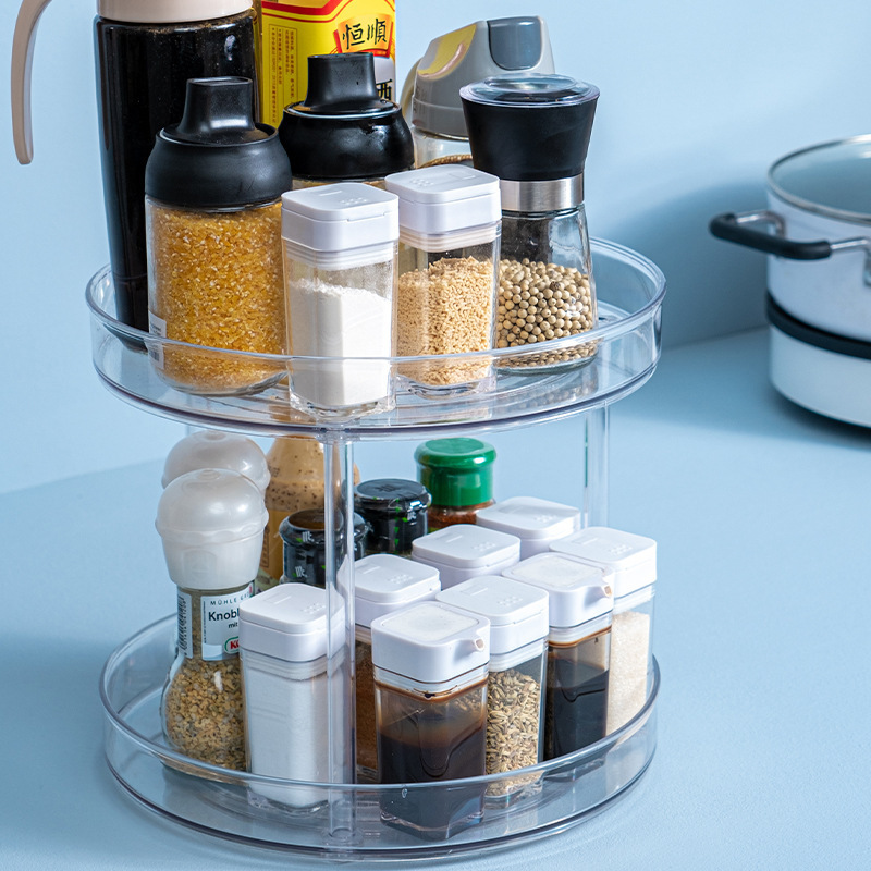 Rotating Kitchen Seasoning Corner Table Top Refrigerator Tray Transparent Seasoning Rack Turntable Storage Box Multi-Layer Storage Rack
