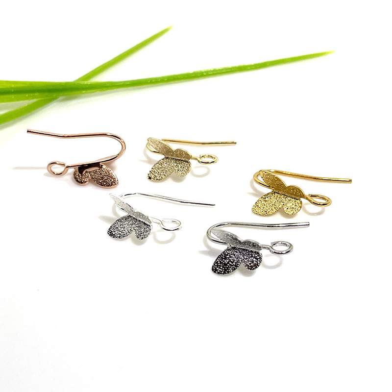 18K gold-wrapped butterfly ear hook earrings ear ring ear hanging jewelry accessories DIY earrings handmade materials
