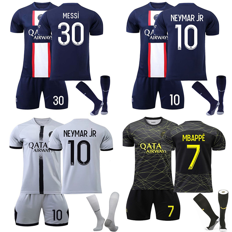 Wholesale 2223 Paris home 30 jersey Messi 7 Mbappe 10 Neymar football suit
