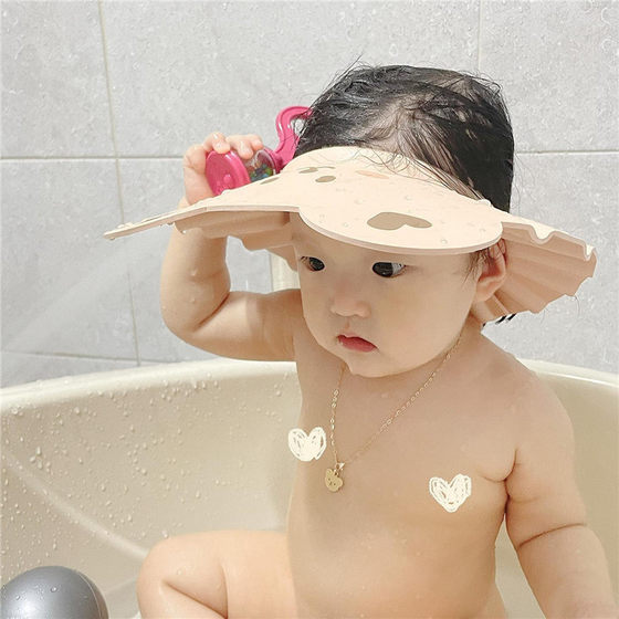 Korean ins Baby Shampoo Cap Children's Cartoon Bear Water-blocking Shower Cap Children's Waterproof Hair Ear Protection Hat