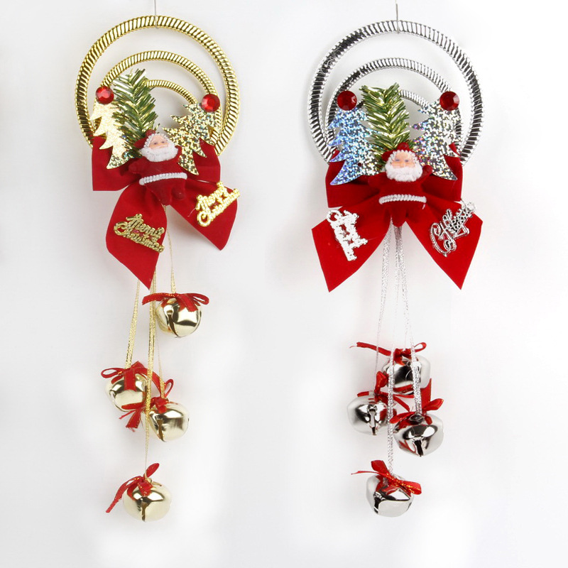 Christmas decoration accessories, plastic electroplated three-ring iron bell string, Christmas tree hanger decoration wholesale