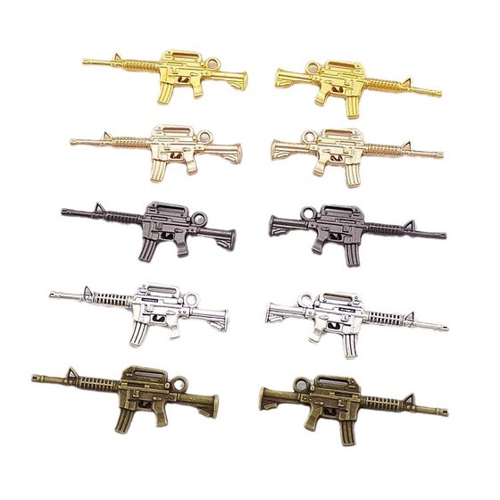 diy vintage alloy jewelry accessories 45mm submachine gun rifle bracelet necklace clothing decoration material pendant