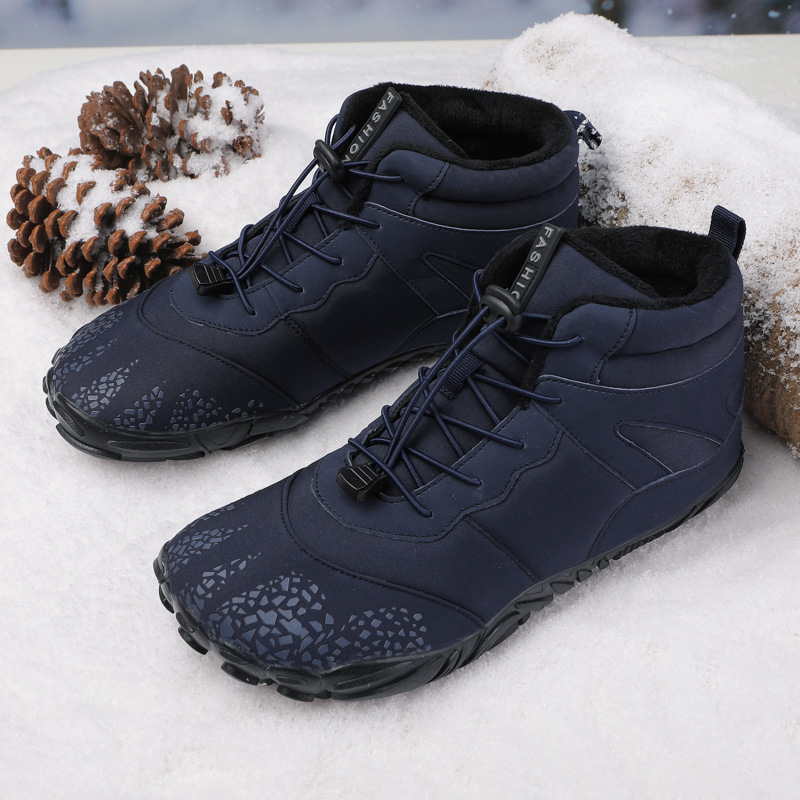 6801 manufacturers cross-border winter fleece-lined thick snow boots men warm comfortable couple high-top five-finger cotton shoes women