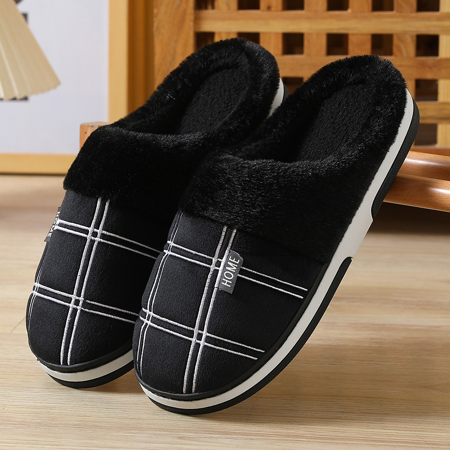 Cross-border foreign trade 2024 new extra-large cotton winter non-slip home suede slippers men's warm thick-soled indoor