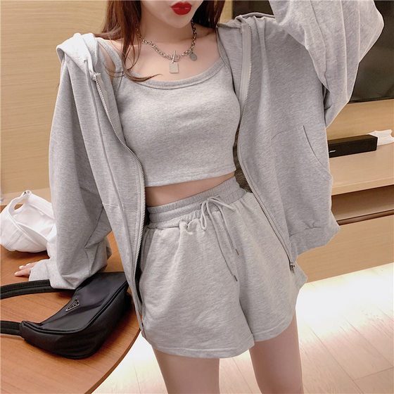 Sports Casual Suit New Women's Fashionable Vest Shorts Stylish Fashion Internet Popular Three-Piece Suit for Women